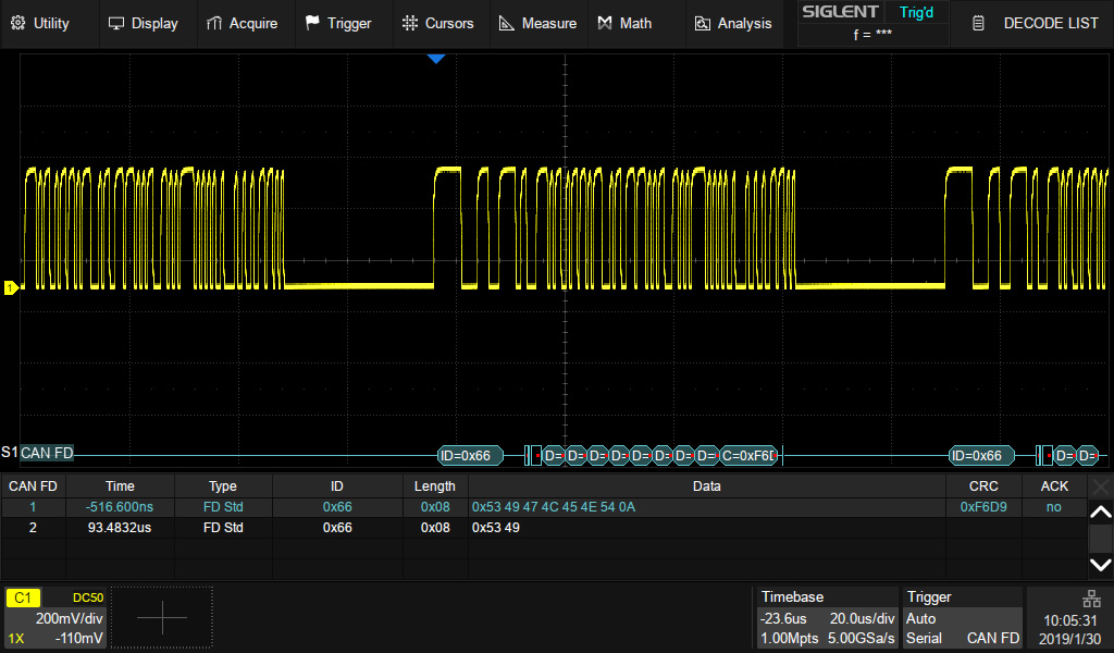 Опция SDS-5000X-CANFD